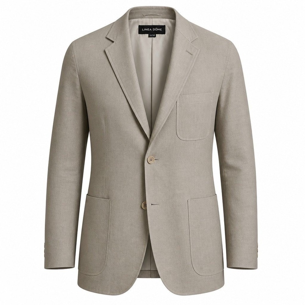 LINEA DOME Mens 100% Linen Suit Jacket Sport Coat Blazer XL Tan Office Wedding